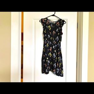 Loft Dress | Multicolored flower detail | Size 00 | button up | sleeve fringe